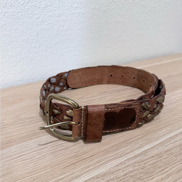 Mossimo Supply Co Brown and Gold Braided Leather Belt - Picture 2 of 5